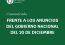 Declaración de la Dirección de la Lic. en Cs. Sociales (UNQ) frente a los anuncios del Gobierno Nacional del 20 de diciembre